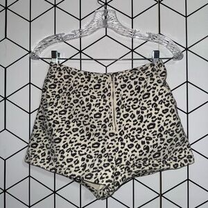 Altar'd State Cream and Black Leopard High-Waist Shorts